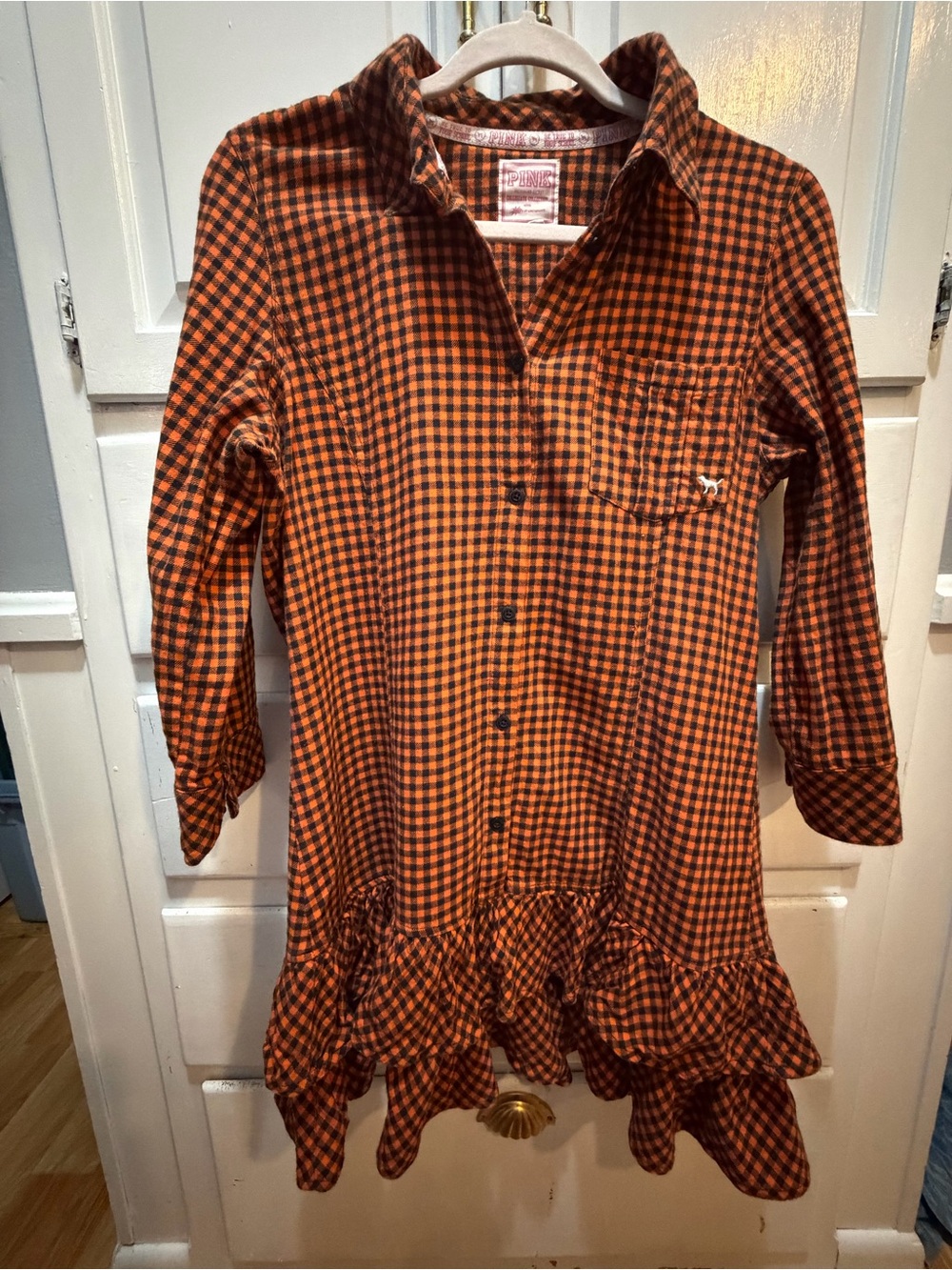OSU Victoria Secret Pink Collegiate Dress/Tunic Top Black/Orange Checks L